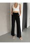 Black Linen Blend Loose-Fit Long Trousers