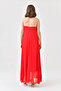 women's red chiffon rose detailed long evening dress NBS9351 - 4