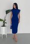 women's blue skuba crepe padded dress NBK2081 - 3
