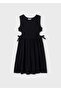 Girl's Ribbed Cut Dress Black 6965