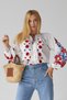 Women's White Tasseled Floral Embroidered Cotton Blouse - 8