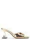 Women's Genuine Leather Gold Heeled Slippers