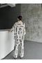 Women's Patterned Oversize Linen Top and Bottom Set Bone - 4