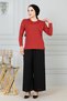 Women's Mom Relaxed Fit Loose Thin Corded Fabric Button Detail Jersey Blouse - 2