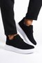 Men's Black White Suede Lace-Up Sports Casual Shoes High Thick Sole Light Comfortable Sole Sneakers - 2
