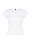Beyaz Poliamid Kısa Kol Bisiklet Yaka Fitted/Vücuda Oturan Örme T-Shirt TWOSS24TS00238 - 7