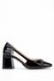 Women's Vegan Black Patent Leather Heeled Shoes
