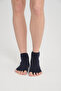 Women's Navy Cotton Yoga Toeless Socks - 2
