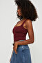 Square Neck Wide Strap Crop Blouse - 2