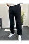 Men's Black Baggy Fit Fabric Pants - 2
