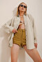 Women's Beige Oversize Linen Shirt ALC-X10343 - 2
