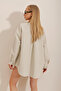 Women's Beige Oversize Linen Shirt ALC-X10343 - 4