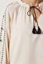 Women's Cream Embroidered Oversized Linen Blouse RG00038 - 4