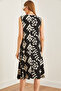Women's Black Ecru Skirt Segmented Knitted Dress ELB-19002105 - 6