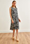Women's Shawl Black Skirt Segmented Knitted Dress ELB-19002105 - 5