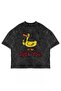 Duck You! Printed Oversize Unisex Washable Black Tshirt