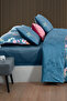 Leticia Blue Double Duvet Cover Set - 100% Cotton Satin, "300 TC" - 5
