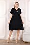 Women's woven summer short sleeve knee-high dress - 2