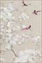 Beige Themed Floral Flower and Bird Patterned Creative Modern Decorative Carpet 4861