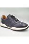 5223 Navy Blue Genuine Leather Eva Sole Slip-On Lace-Up Men's Daily Casual Sneaker Shoes - 2