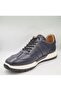5223 Navy Blue Genuine Leather Eva Sole Slip-On Lace-Up Men's Daily Casual Sneaker Shoes - 3