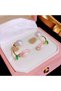 Rosella - Gold Colored Pearl Stone Rose Figured Stylish Design Earrings - 3