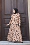 Women's Modest Transitional Belted Viscose Dress with Woven - 3