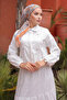 Ni̇zzell Summer Stone Detailed Long Skirted Fisto Hijab Suit White - 2
