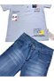Boy/lacoste Fabric/polo Collar T-shirt/bermuda Regular Slim Suit with Denim Shorts - 4