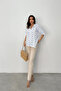 Women's Shirt with Floral Embroidery Patterned - 3