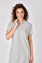 Women's Polo Neck Short Sleeve Regular Fit Basic Dress Gray Melange - 3