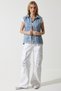 Women's Medium Blue Hooded Wide Pocket Denim Vest RV00189 - 3