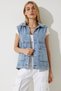Women's Medium Blue Hooded Wide Pocket Denim Vest RV00189 - 2