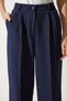 Women's Navy Blue Thin Striped Masculine Palazzo Pants DW00005 - 4
