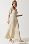 Women's Vanilla Heart Collar Textured Summer Knitted Dress UB00050 - 4