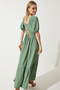 Women's Green Heart Collar Textured Summer Knitted Dress UB00050
