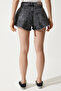 Women's Anthracite Tasseled Mini Denim Shorts HE00002 - 6