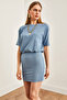 Women's Indigo Skirt Double Layer Mini Knitted Dress ELB-19002170 - 3