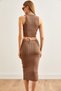 Women's Mink Top Drawstring Blouse Bottom Skirt Knitwear Set TKM-19000289 - 5