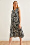 Women's Shawl Black Skirt Segmented Knitted Dress ELB-19002105 - 3