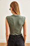 Women's Aged Green Polo Neck Buttoned Six-Snap Bodysuit BDY-00000049 - 7