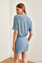 Women's Indigo Skirt Double Layer Mini Knitted Dress ELB-19002170 - 5