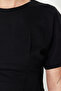 Siyah Crop Regular Örme T-Shirt TEDSS24TS00008 - 3