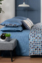 Sensa Indigo Double 100% Cotton Satin "233 Tc" Duvet Cover Set - 5