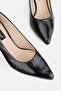 Women's Black Patent Leather Genuine Leather Short Heel Stiletto Shoes, Size 35-41 - 2