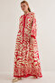 Women's Red Beige Viscose Hijab Dress 2423