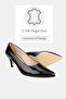 Women's Black Patent Leather Genuine Leather Short Heel Stiletto Shoes, Size 35-41 - 3
