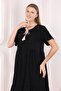 Women's woven summer short sleeve knee-high dress - 6