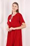 Women's woven summer short sleeve knee-high dress - 6