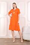 Women's woven summer short sleeve knee-high dress